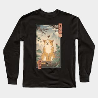 Edo Cat Back Print Long Sleeve T-Shirt